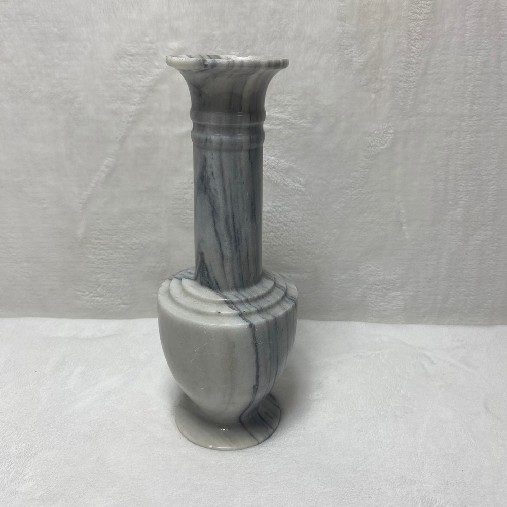 Marble Vase Stone Carved Floral Swirl Design Decorative Tabletop Accent *SEE*